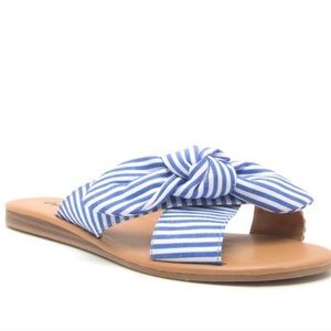 NEW Blue/White Striped Bow Sandals (various sizes)